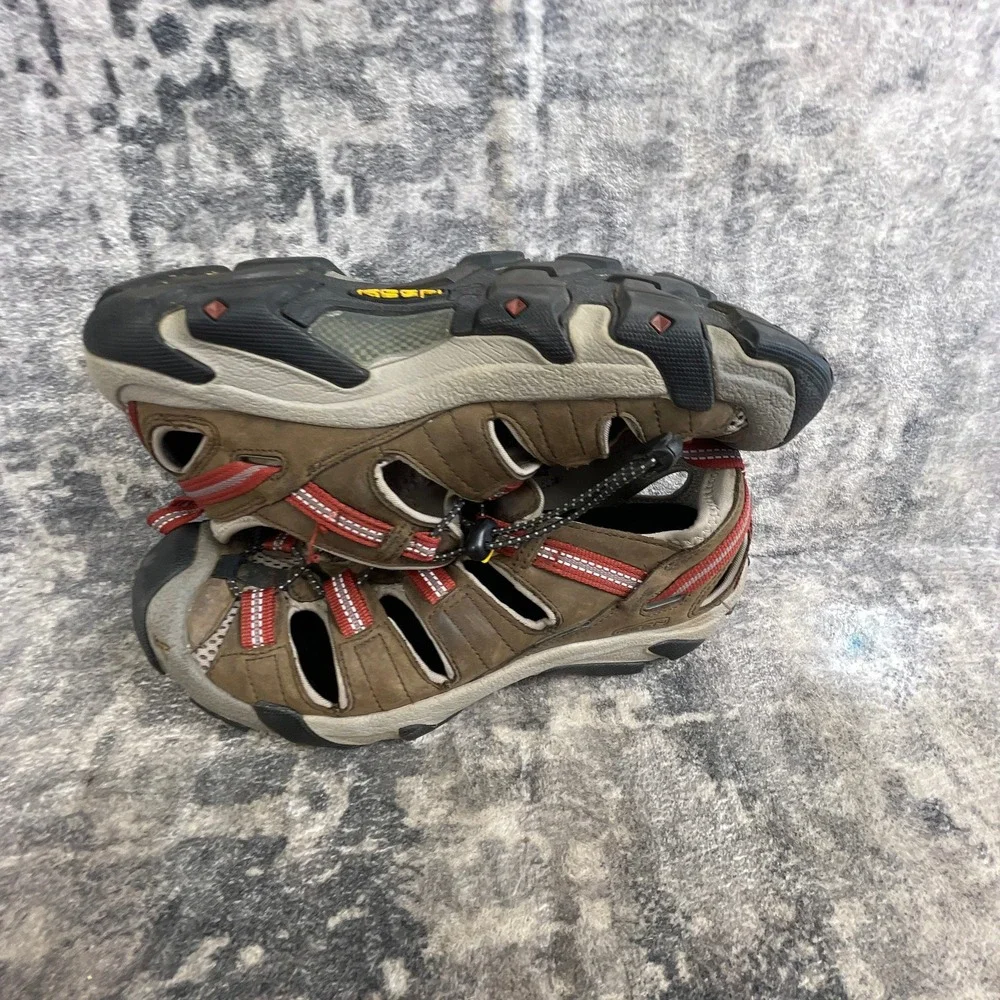 Keen Mens Size 9 Sandals Burnt Orange Tan Leather Mesh Hiking Outdoors